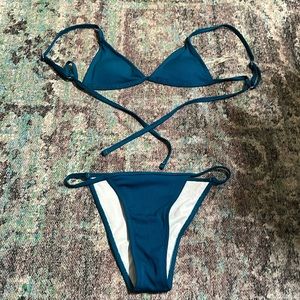 Size small teal bikini swimsuit by Shein.